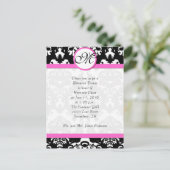 Roze sierstrip zwart Damask repesal Dinner Uitnodiging Briefkaart (Staand voorkant)
