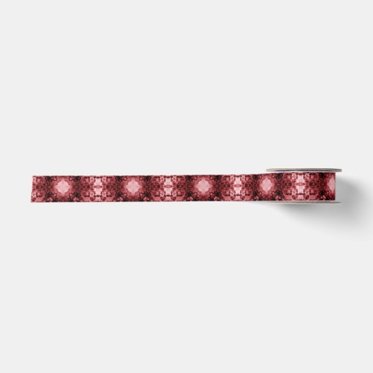 Roze Signature Gothic Patterned Ribbon Satijnen Lint (Voorkant)