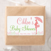 Roze Silhouet Baby shower Waterfles Etiket (Insitu)