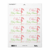 Roze Silhouet Baby shower Waterfles Etiket (Full Sheet)