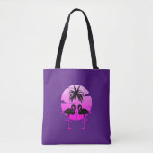 Roze Silhouet Flamingos Bird Tote Bag (Voorkant)
