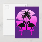 Roze Silhouet Flamingo's Vogel Briefkaart (Voorkant / Achterkant)