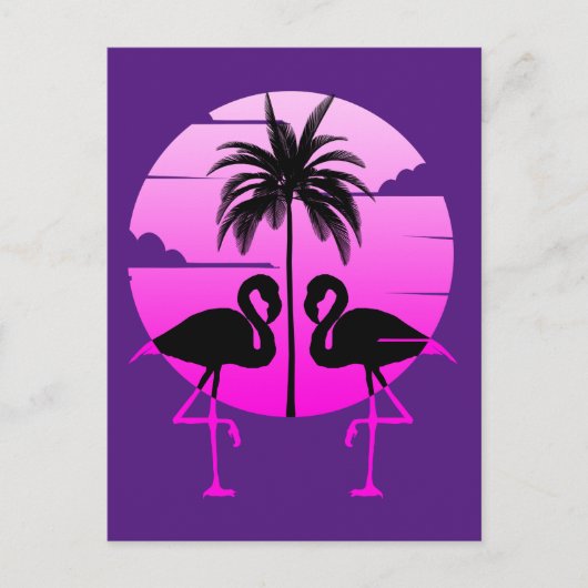 Roze Silhouet Flamingo's Vogel Briefkaart (Voorkant)