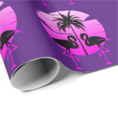 Roze Silhouet Flamingo's Vogel Cadeaupapier (Rol Hoek)