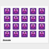 Roze Silhouet Flamingo's Vogel Vierkante Sticker (Vel)