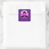 Roze Silhouet Flamingo's Vogel Vierkante Sticker (Tas)