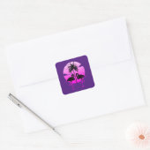 Roze Silhouet Flamingo's Vogel Vierkante Sticker (Envelop)