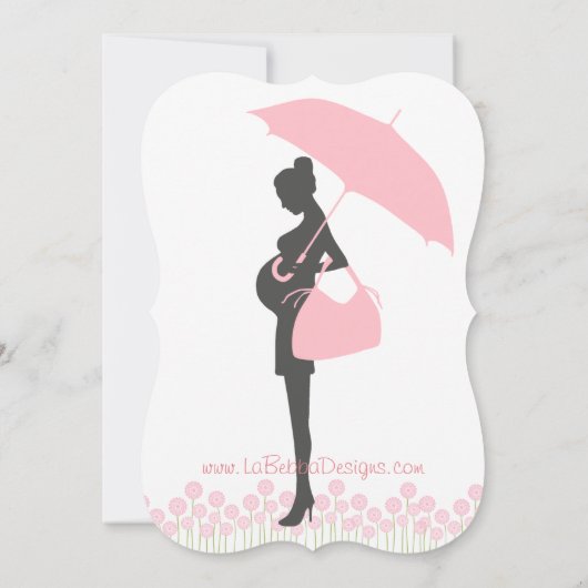Roze Silhouette Baby Sprinkle Kaart (Achterkant)