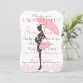 Roze Silhouette Baby Sprinkle Kaart (Staand voorkant)
