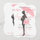 Roze Silhouette Baby Sprinkle Kaart (Voorkant / Achterkant)