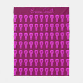 Roze Silhouette Djembe Drum Pattern Paarse Fleece Deken (Voorkant)
