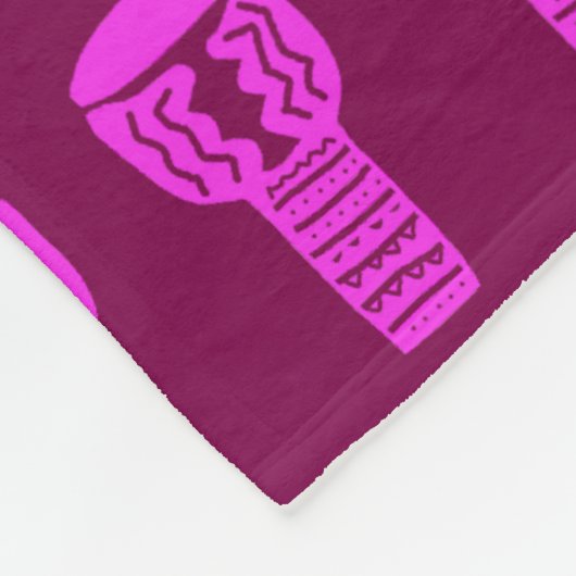 Roze Silhouette Djembe Drum Pattern Paarse Fleece Deken (Hoek)