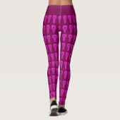 Roze Silhouette Djembe Drum Pattern Paarse Fleece Leggings (Achterkant)