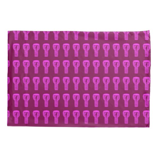 Roze Silhouette Djembe Drum Pattern Pillow hoesje Kussensloop (Achterkant-Links)