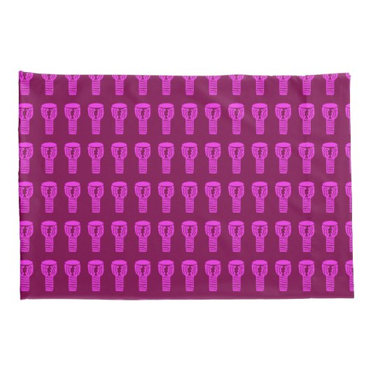 Roze Silhouette Djembe Drum Pattern Pillow hoesje Kussensloop (Achterkant-Rechts)