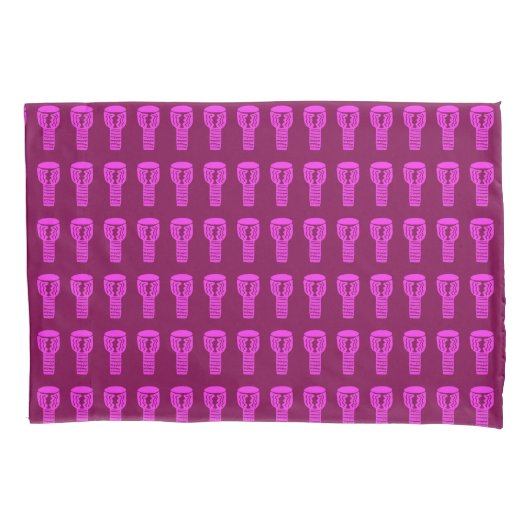 Roze Silhouette Djembe Drum Pattern Pillow hoesje Kussensloop (Voorkant-Links)