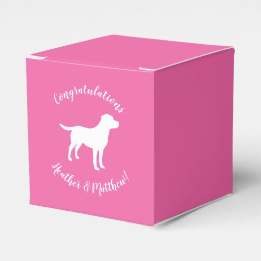 Roze SIlhouette Lab Hond Puppy Baby shower Bedankdoosjes (Voorkant Zijde)