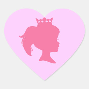 Roze Silhouette Princess T-shirts en Gifts Hart Sticker