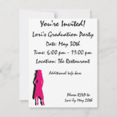 Roze Silhouettes Graduation Party Kaart (Achterkant)