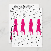 Roze Silhouettes Graduation Party Kaart (Voorkant / Achterkant)