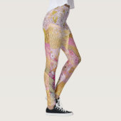 Roze Silk Gold Koi stromend Leggings (Rechts)