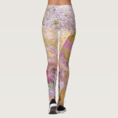 Roze Silk Gold Koi stromend Leggings (Achterkant)