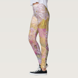 Roze Silk Gold Koi stromend Leggings