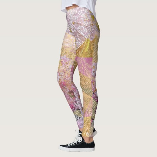 Roze Silk Gold Koi stromend Leggings (Links)