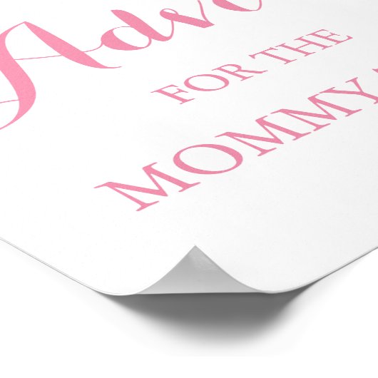 Roze Silver Baby shower Advice voor de mammie Sign Poster (Hoek)