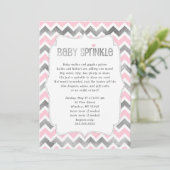 Roze Silver Baby Sprinkle baby shower nodigt Kaart (Staand voorkant)