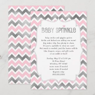 Roze Silver Baby Sprinkle baby shower nodigt Kaart