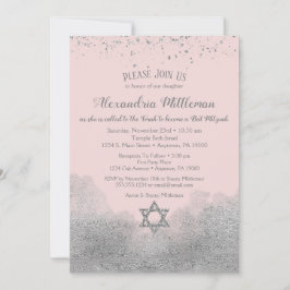 Roze Silver Bat Mitzvah Uitnodiging