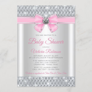 Roze Silver Bling Glam Girl Baby shower Kaart