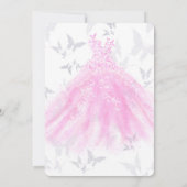 Roze Silver Butterfly Dance Dress Sweet 16 Party Kaart (Achterkant)