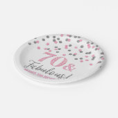Roze Silver Confetti 70 en Fabulous Birthday Papieren Bordje (Gekanteld)