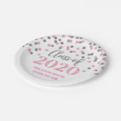 Roze Silver Confetti Afstuderen 2020 Papieren Bordje (Gekanteld)