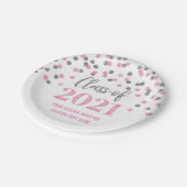 Roze Silver Confetti Afstuderen 2021 Papieren Bordje (Gekanteld)