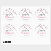 Roze Silver Confetti Happy Retirement Ronde Sticker (Vel)
