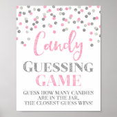 Roze Silver Confetti Snoep Guining Game Sign Poster (Voorkant)