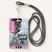 Roze Silver Eiffel Tower Balloons VIP Pass Badge (Achterkant met draagriem)