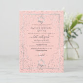 Roze Silver Glitter Confetti Border Bat Mitzvah Kaart (Staand voorkant)
