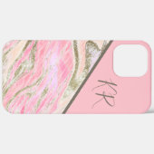 Roze Silver Glitter Marble Pattern Monogramed Case-Mate iPhone Case (Achterkant (horizontaal))