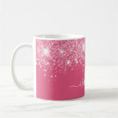 Roze Silver glitter-naamscript Koffiemok (Links)