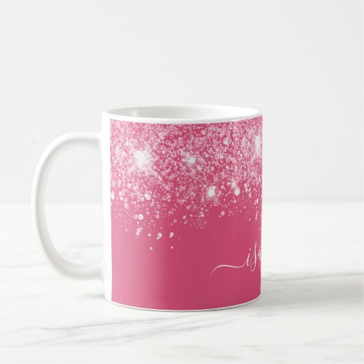 Roze Silver glitter-naamscript Koffiemok (Links)