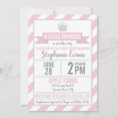 Roze Silver Glitter Princess Baby shower Invite Kaart (Voorkant)