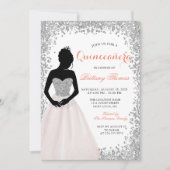 Roze Silver Glitter Quinceanera 15e verjaardag Kaart (Voorkant)