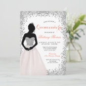 Roze Silver Glitter Quinceanera 15e verjaardag Kaart (Staand voorkant)