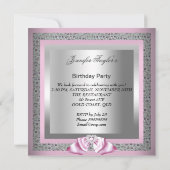 Roze Silver Gray High Hiel Fleypartij Birthday Par Kaart (Achterkant)