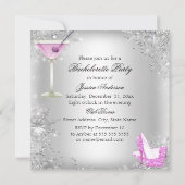 Roze Silver High Hiel Shoes Bachelorette Party Kaart (Achterkant)