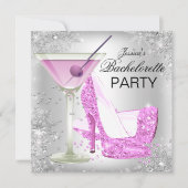 Roze Silver High Hiel Shoes Bachelorette Party Kaart (Voorkant)